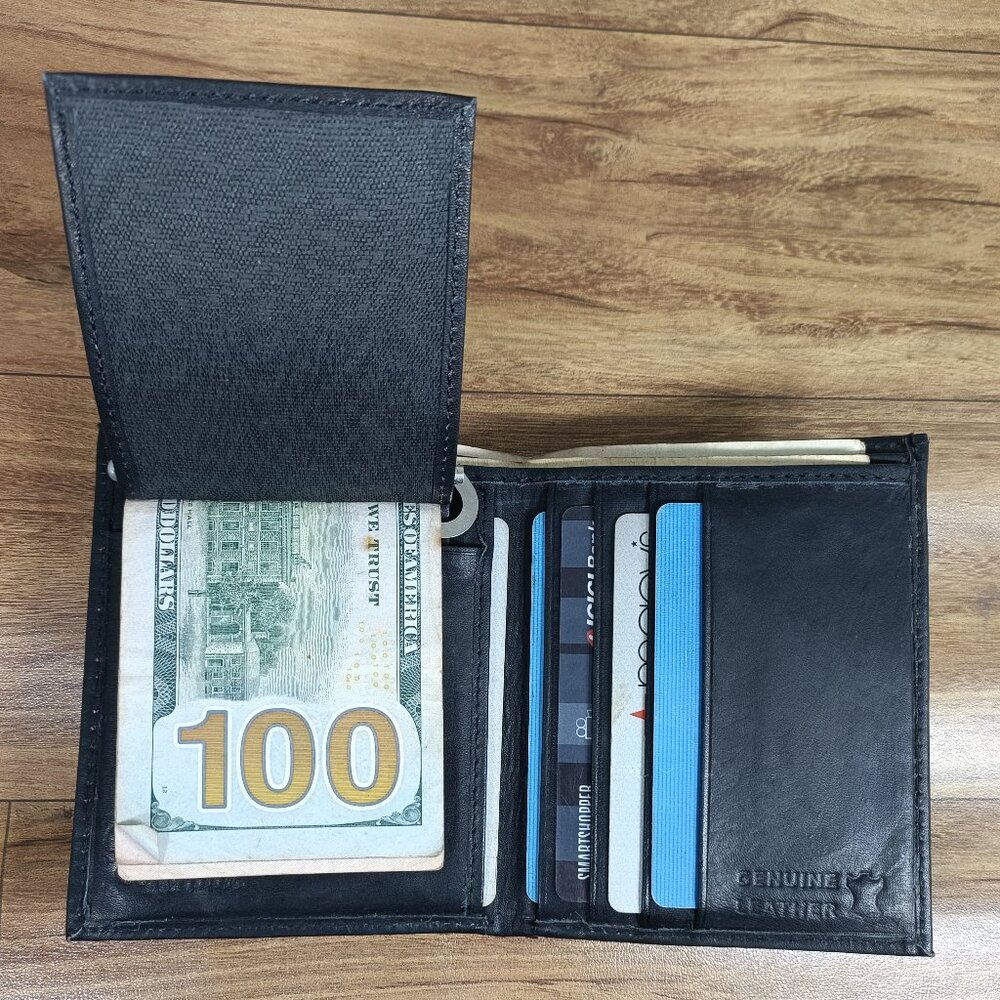 Genuine Leather Money Clip Wallet, Slim Bifold Card Holder
